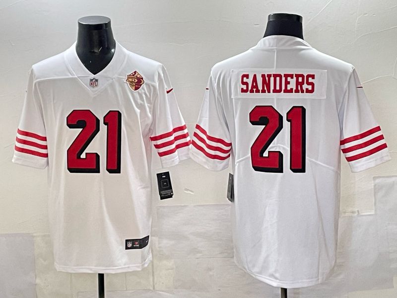 Men San Francisco 49ers #21 Sanders White Throwback Nike Limited NFL 2025 Jersey style 07->san francisco 49ers->NFL Jersey